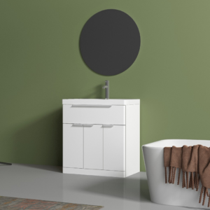Valencia Gloss White (800mm) Floor Standing Vanity with Ceramic Basin