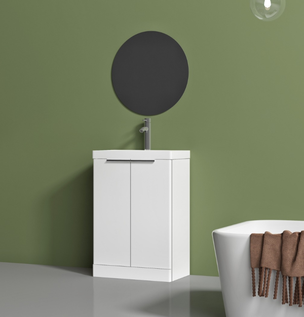 Valencia Gloss White (480mm Projection) Floor Standing Vanity with Ceramic Basin