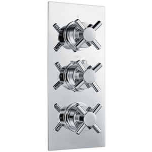 Cross Thermostatic (3 Outlet, Round) Concealed Shower Valve – 3 Handles