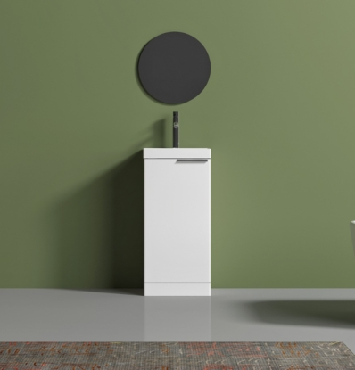 Valencia Gloss White (405mm) Floor Standing Vanity with Ceramic Basin