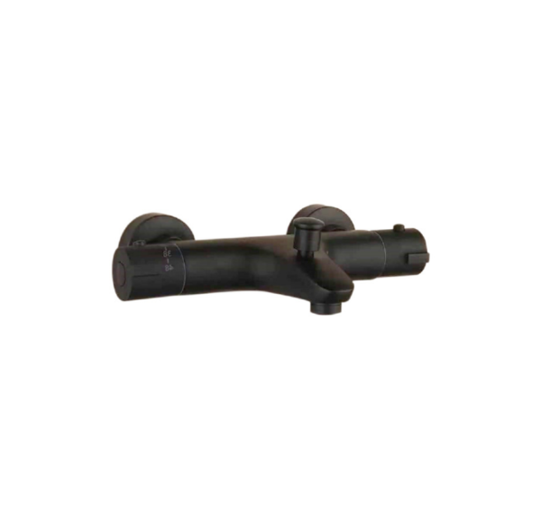 Round: Thermostatic Exposed Bath Shower Mixer – Matt Black