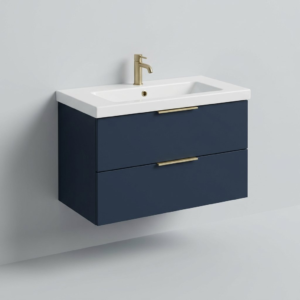 Navy wall-hung vanity unit