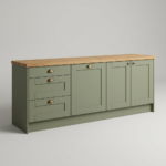Sage green shaker kitchen units