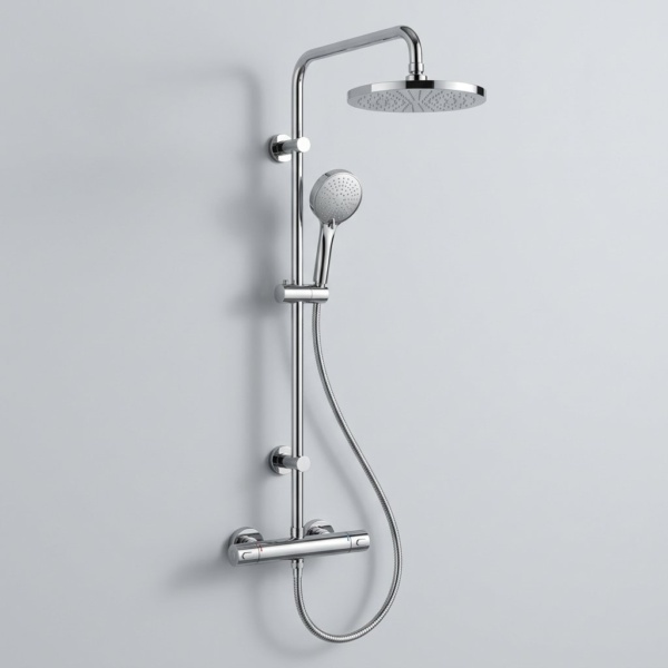 Chrome thermostatic shower system