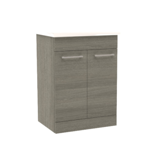 Radiance (600mm-2 Drawer) Floor Standing Vanity Unit – Grey Ash