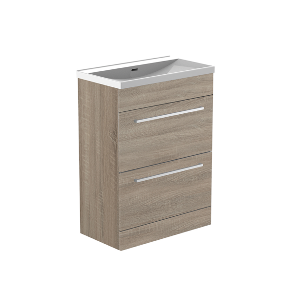 Roma (500mm-2 Drawer) Floor Standing Vanity – Grey Oak