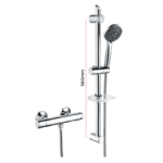 Round Slim Thermostatic Shower Mixer & Side Rail Kit