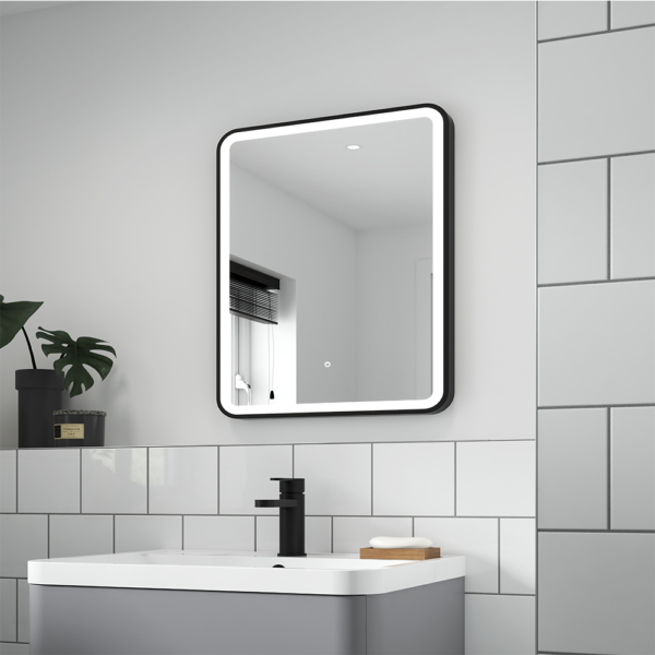 Frame Bathroom Mirror (500x600x32mm) – Matt Black