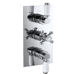 Traditional Thermostatic (3 Outlet, Round) Concealed Shower Valve – 3 Handles