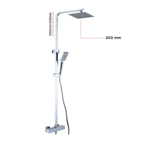 Square: Voss (200mm) Exposed Thermostatic Shower Valve Kit